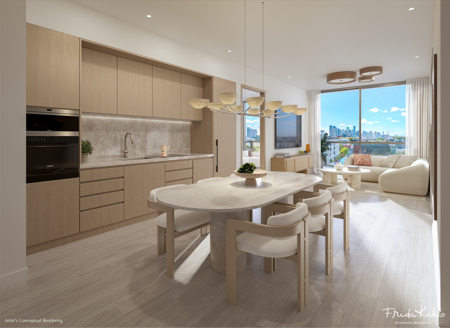 Integrated Italian kitchen with top-of-the-line appliances and custom countertops.